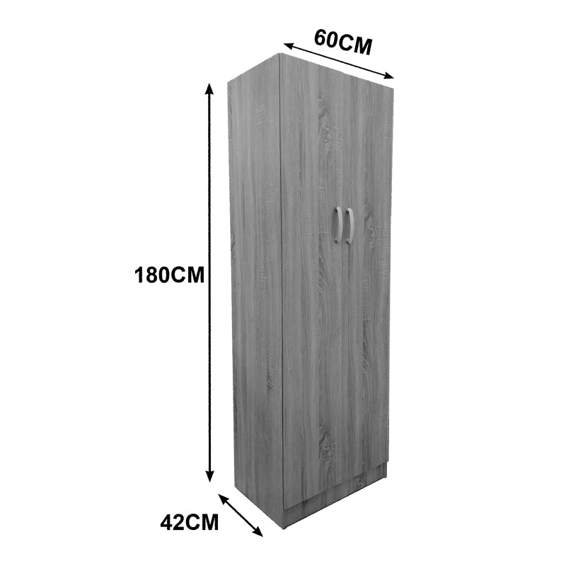 Ντουλάπα δίφυλλη Athos pakoworld σε wenge απόχρωση 60x42x180εκ