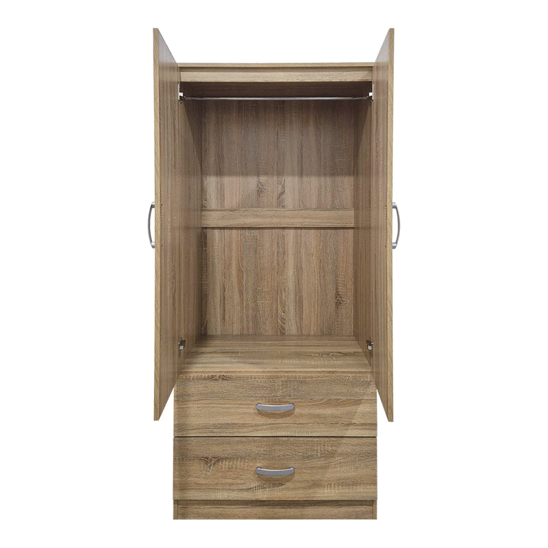 Ντουλάπα δίφυλλη με 2 συρτάρια Alvia pakoworld sonoma 80x51.5x180εκ