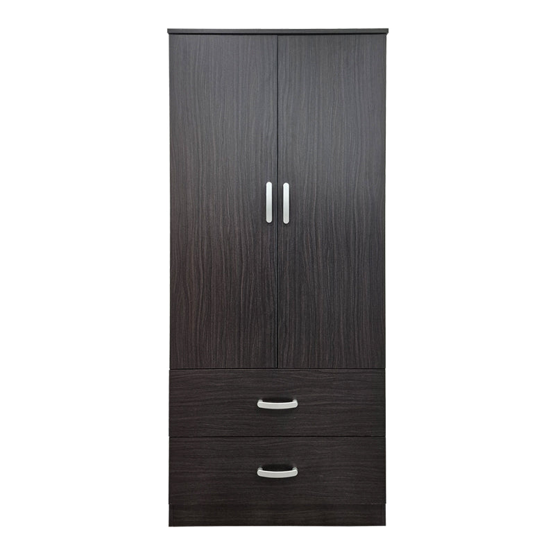 Ντουλάπα δίφυλλη με 2 συρτάρια Alvia pakoworld wenge 80x51.5x180εκ
