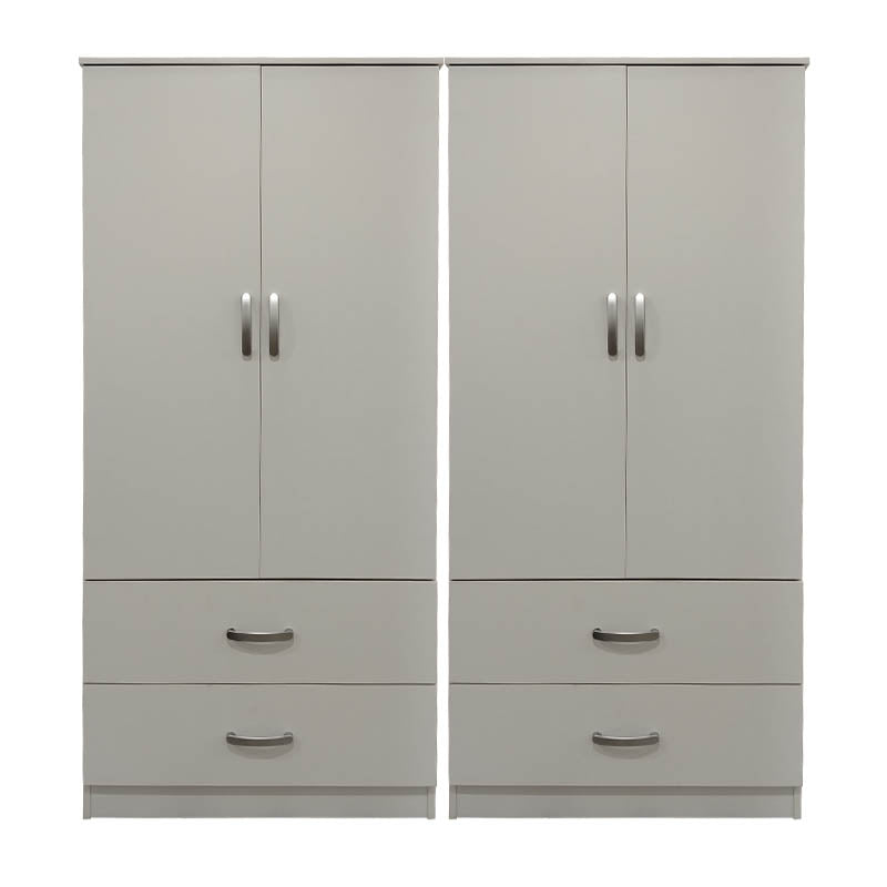 Ντουλάπα τετράφυλλη με συρτάρια Athos pakoworld λευκή 160x42x180εκ
