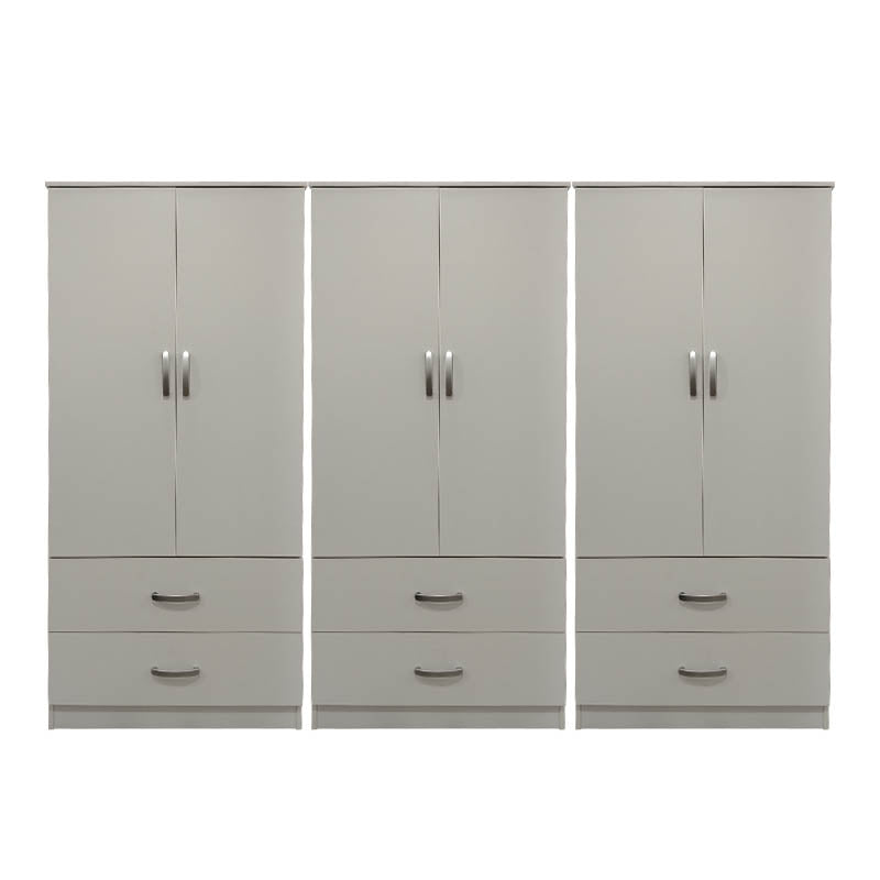 Ντουλάπα εξάφυλλη με συρτάρια Athos pakoworld λευκή 240x42x180εκ