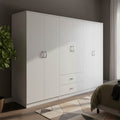 Ντουλάπα εξάφυλλη Athos I pakoworld λευκή 240x42x180εκ
