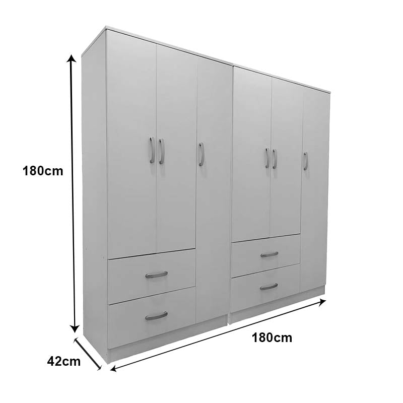 Ντουλάπα εξάφυλλη Athos pakoworld λευκή 180x42x180εκ