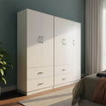 Ντουλάπα πεντάφυλλη Athos pakoworld λευκή 170x42x180εκ