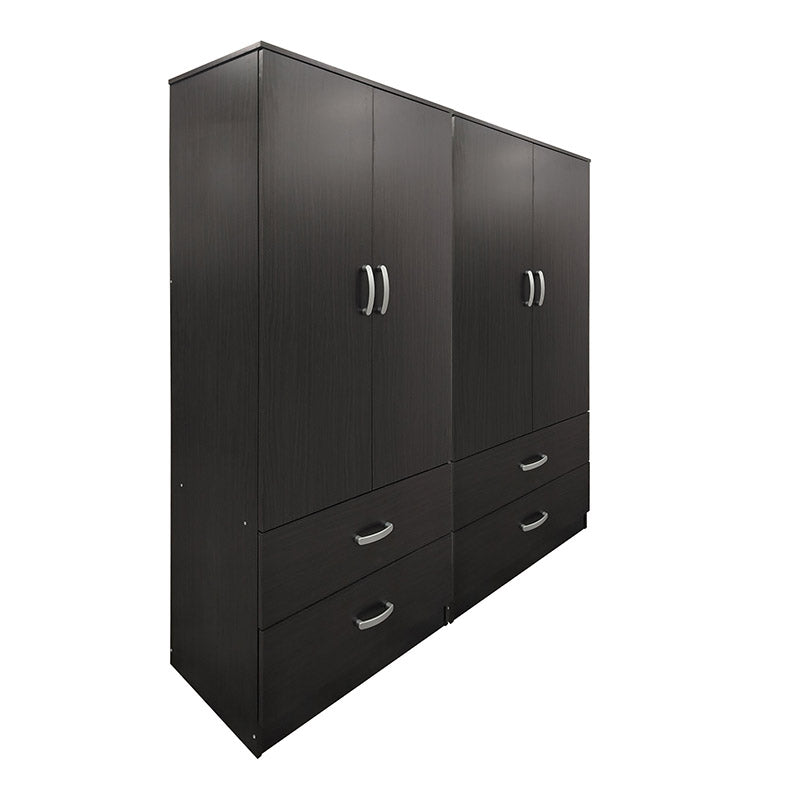 Ντουλάπα τετράφυλλη με συρτάρια Athos pakoworld wenge 160x42x180εκ