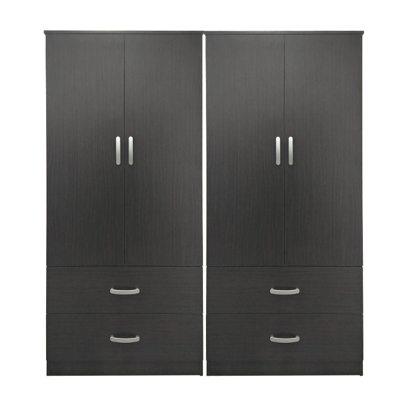 Ντουλάπα τετράφυλλη με συρτάρια Athos pakoworld wenge 160x42x180εκ