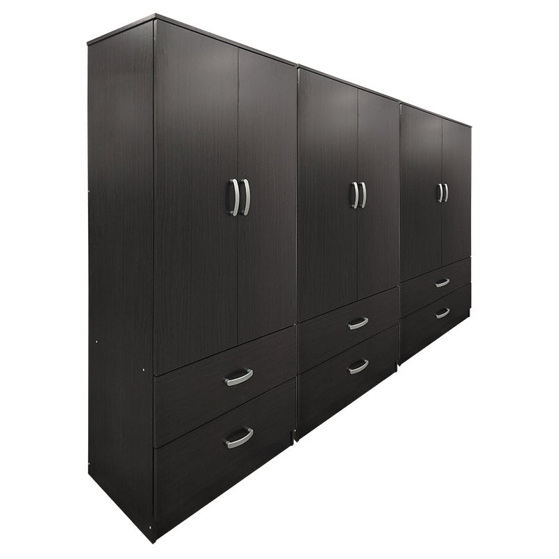Ντουλάπα εξάφυλλη με συρτάρια Athos pakoworld wenge 240x42x180εκ