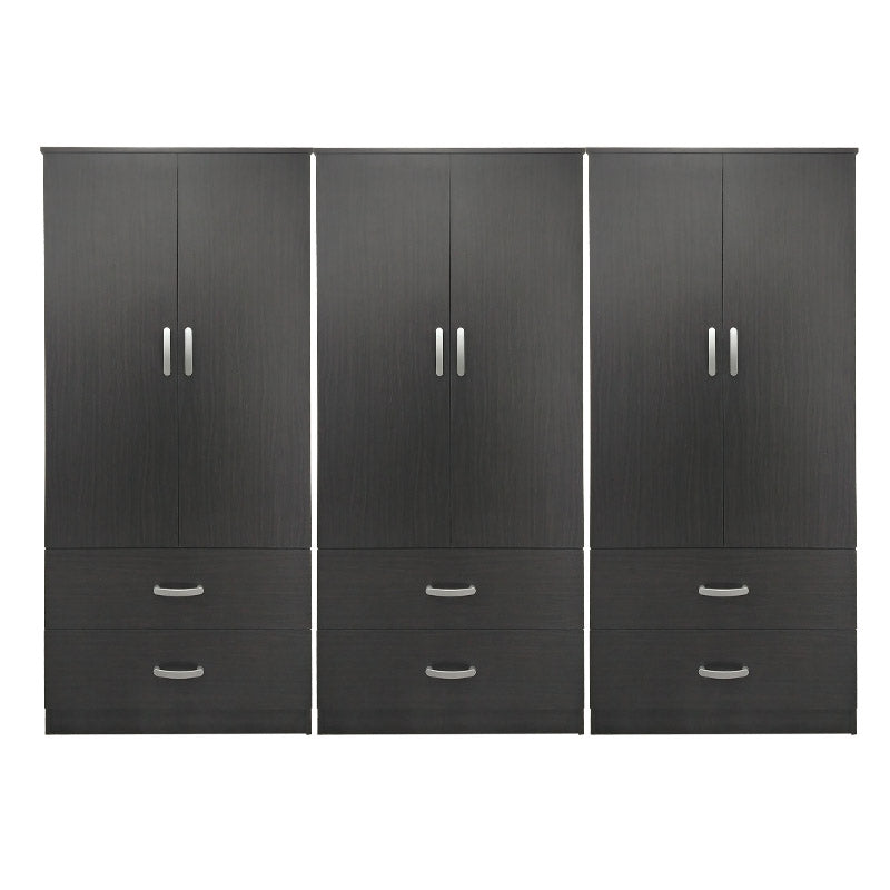 Ντουλάπα εξάφυλλη με συρτάρια Athos pakoworld wenge 240x42x180εκ