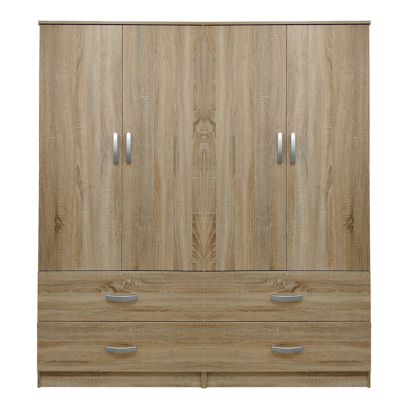 Ντουλάπα τετράφυλλη με συρτάρια Athos pakoworld sonoma 160x42x180εκ