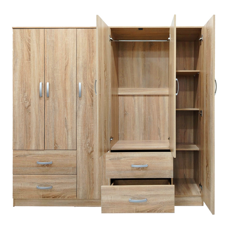 Ντουλάπα εξάφυλλη Athos pakoworld sonoma 180x42x180εκ
