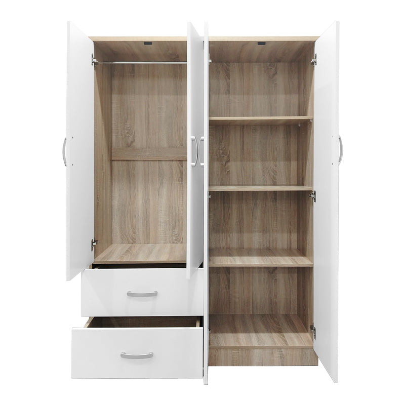 Ντουλάπα οχτάφυλλη Athos pakoworld sonoma-λευκή 241x42x181εκ