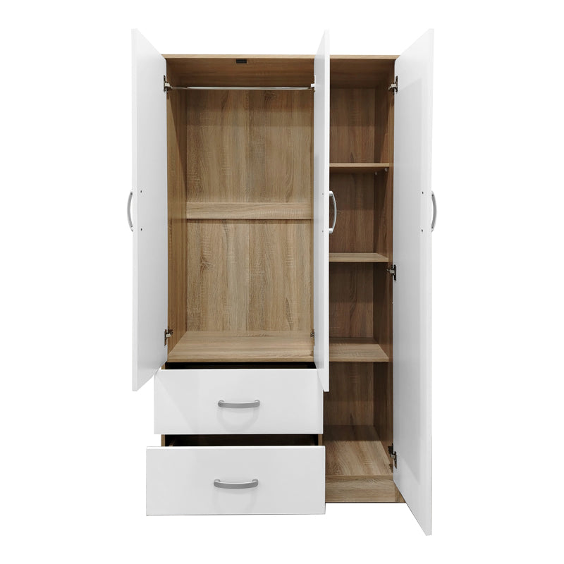 Ντουλάπα πεντάφυλλη Athos pakoworld sonoma-λευκό 170x42x180εκ