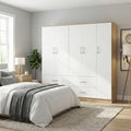 Ντουλάπα πεντάφυλλη Athos pakoworld sonoma-λευκό 170x42x180εκ