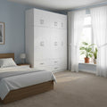 Ντουλάπα πεντάφυλλη με πατάρι Athos pakoworld λευκή 170x42x240εκ