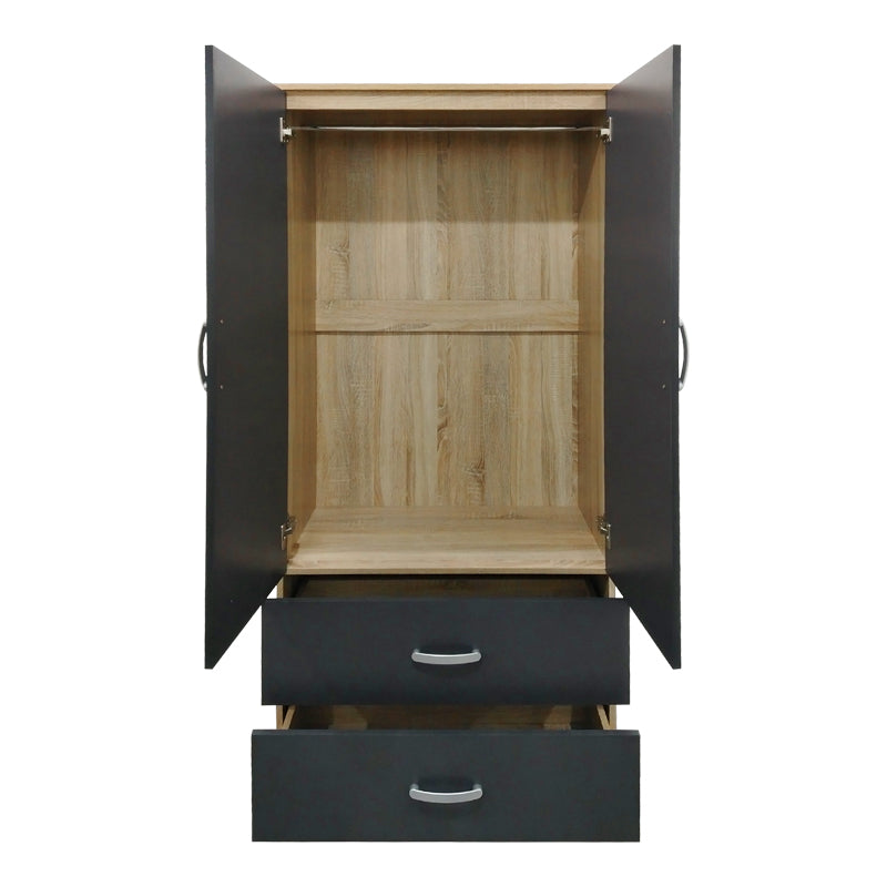 Ντουλάπα τετράφυλλη Athos pakoworld sonoma-ανθρακί 160x42x180εκ
