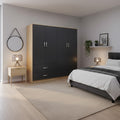 Ντουλάπα τετράφυλλη Athos pakoworld sonoma-ανθρακί 160x42x180εκ