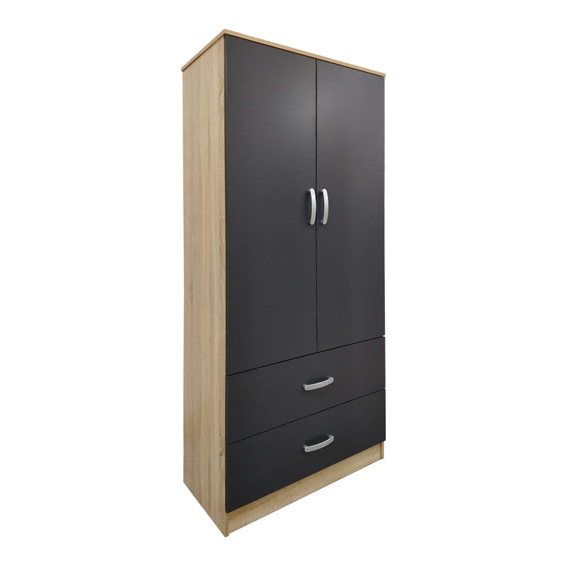 Ντουλάπα εξάφυλλη Athos pakoworld sonoma-ανθρακί 240x42x180εκ