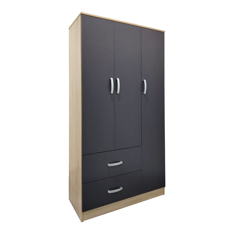 Ντουλάπα εξάφυλλη Athos pakoworld sonoma-ανθρακί 180x42x180εκ