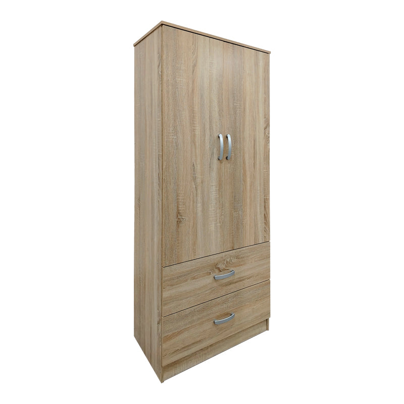 Ντουλάπα εξάφυλλη με πατάρι Athos pakoworld sonoma 240x42x240εκ