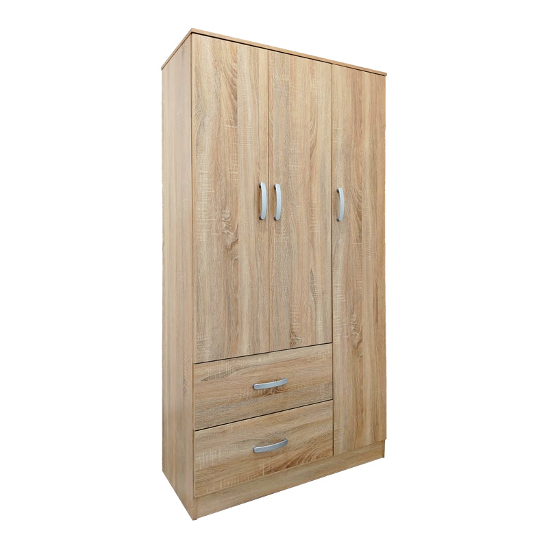 Ντουλάπα εξάφυλλη με πατάρι Athos pakoworld sonoma 180x42x240εκ