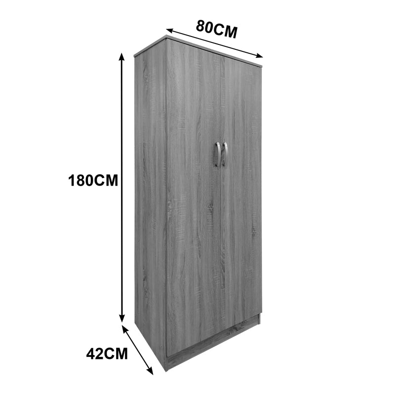 Ντουλάπα εξάφυλλη με πατάρι Athos I pakoworld sonoma-λευκή 240x42x240εκ