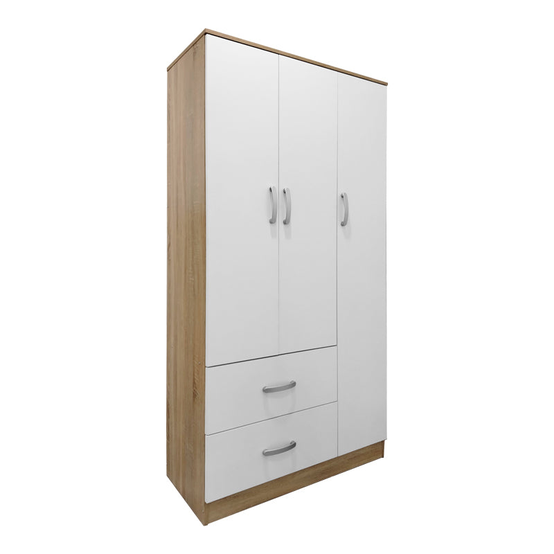 Ντουλάπα πεντάφυλλη με πατάρι Athos pakoworld sonoma-λευκή 170x42x240εκ