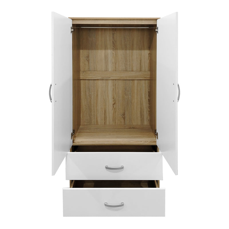 Ντουλάπα πεντάφυλλη με πατάρι Athos pakoworld sonoma-λευκή 170x42x240εκ