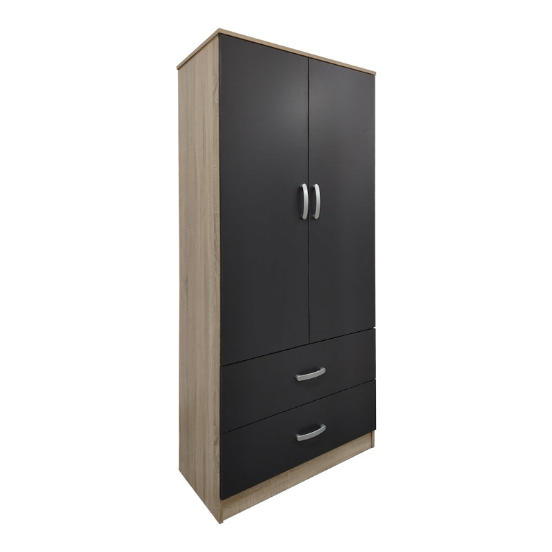Ντουλάπα εξάφυλλη με πατάρι Athos I pakoworld sonoma-ανθρακί 240x42x240εκ