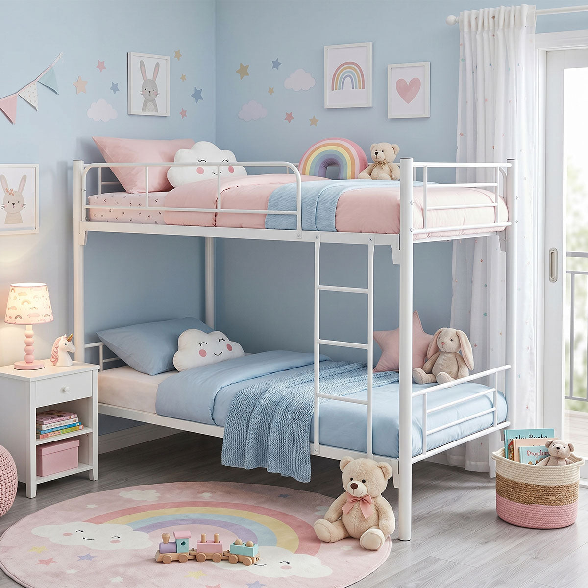 Κρεβάτι-κουκέτα Belit pakoworld μεταλλικό λευκό 90x190εκ