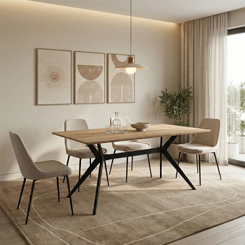 Τραπέζι Ezali pakoworld sonoma mdf με μαύρα μεταλλικά πόδια 160x90x75εκ