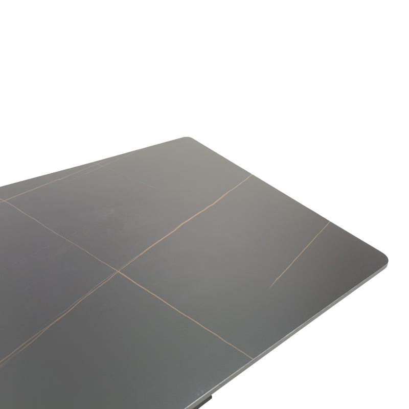 Τραπέζι Bethan pakoworld sintered stone-μέταλλο μαύρο μαρμάρου-μαύρο 160x80x75εκ