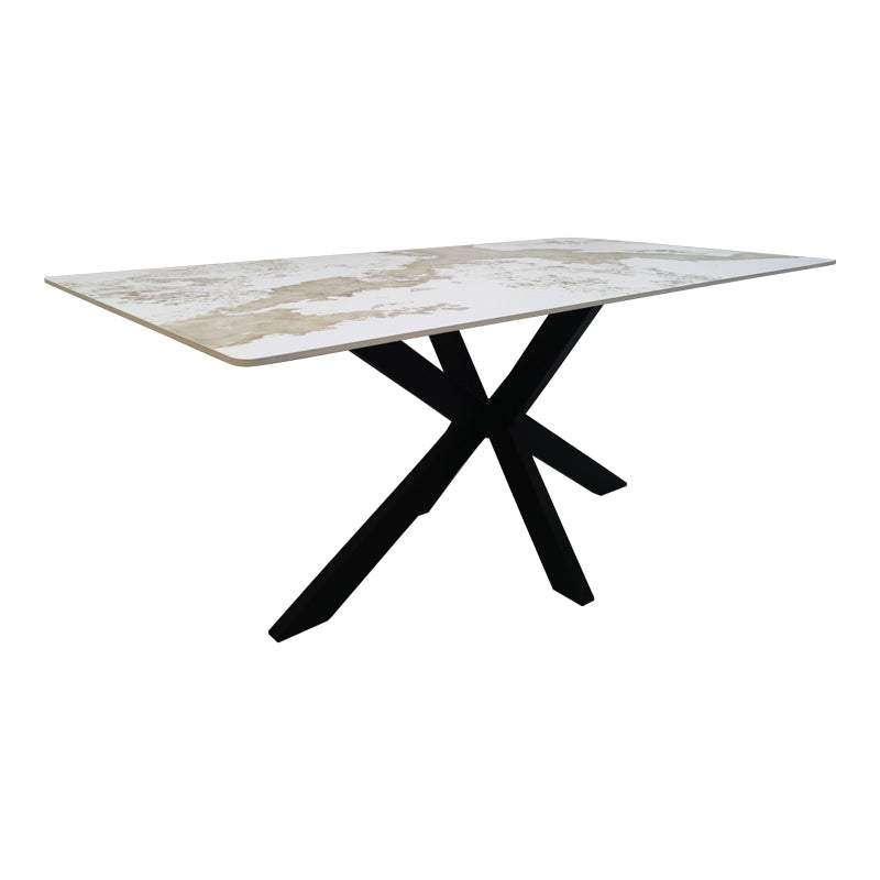Τραπέζι Bethan 4Life sintered stone-μέταλλο λευκό μαρμάρου-μαύρο 180x90x75εκ