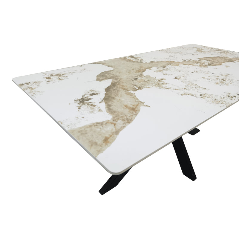 Τραπέζι Bethan 4Life sintered stone-μέταλλο λευκό μαρμάρου-μαύρο 180x90x75εκ
