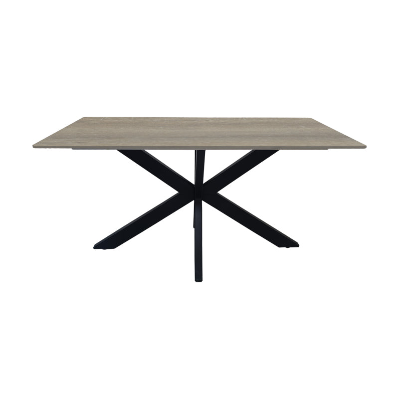 Τραπέζι Bethan pakoworld sonoma με γκρι mdf και μαύρο μέταλλο 160x80x75εκ