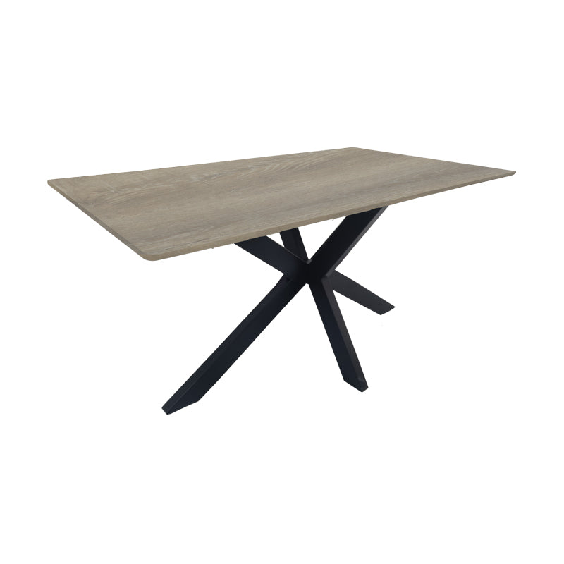 Τραπέζι Bethan pakoworld sonoma με γκρι mdf και μαύρο μέταλλο 160x80x75εκ