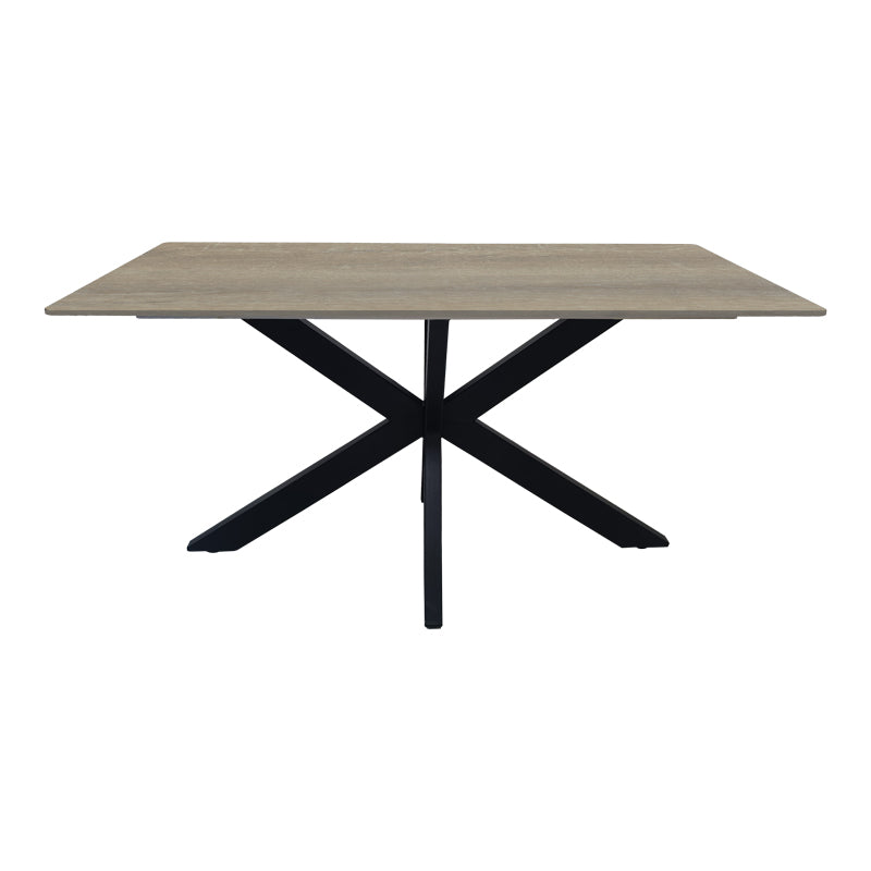 Τραπέζι Bethan pakoworld sonoma με γκρι mdf και μαύρο μέταλλο 180x90x75εκ