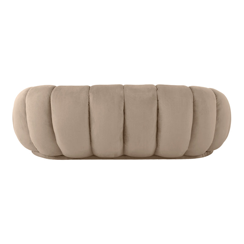 Καναπές Embrace pakoworld βελούδο σε γκρι μπεζ απόχρωση 180x105x65εκ