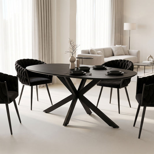 Τραπέζι Makrey pakoworld μαύρο mdf- μεταλλικά πόδια 160x90x75εκ