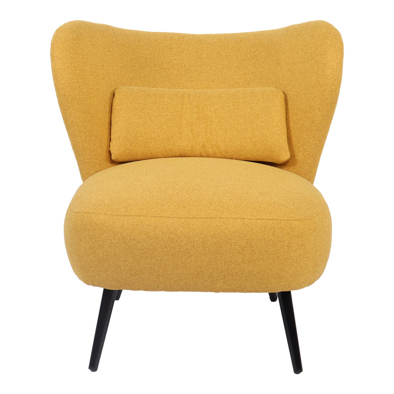 Πολυθρόνα Nagreta pakoworld κίτρινο ύφασμα με μεταλλικό πόδι σε μαύρη απόχρωση 77x73x74εκ
