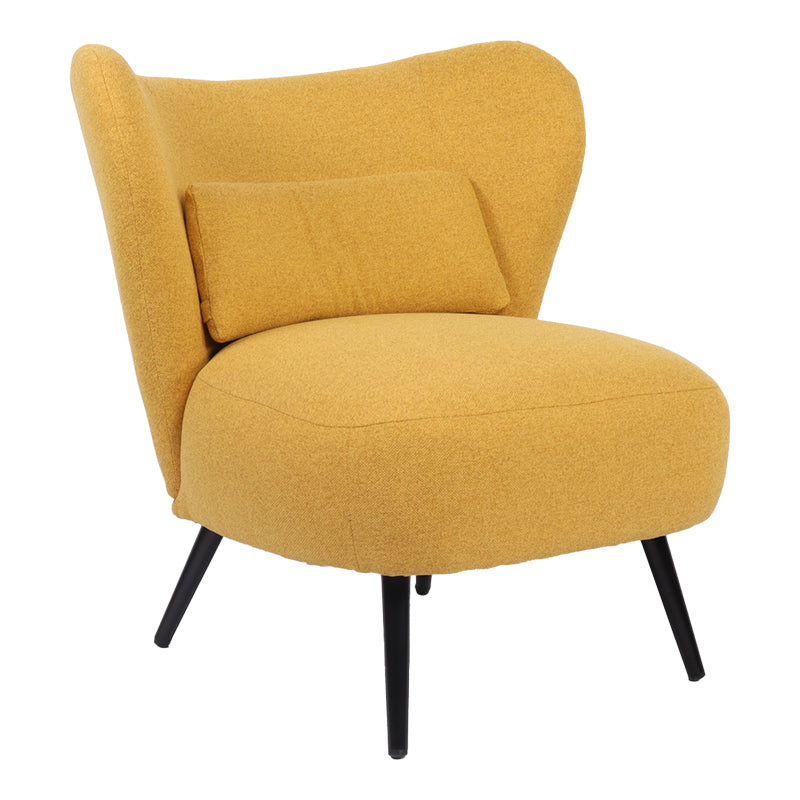 Πολυθρόνα Nagreta pakoworld κίτρινο ύφασμα με μεταλλικό πόδι σε μαύρη απόχρωση 77x73x74εκ