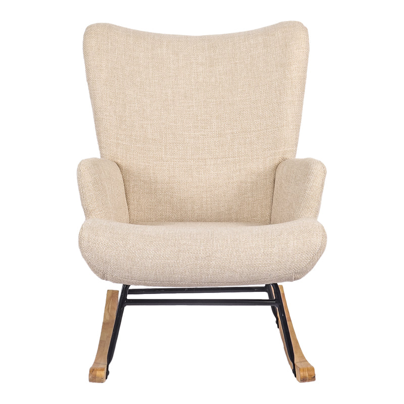 Κουνιστή πολυθρόνα Jianna pakoworld κρεμ ύφασμα με πόδι σε φυσική απόχρωση 79x64x89εκ