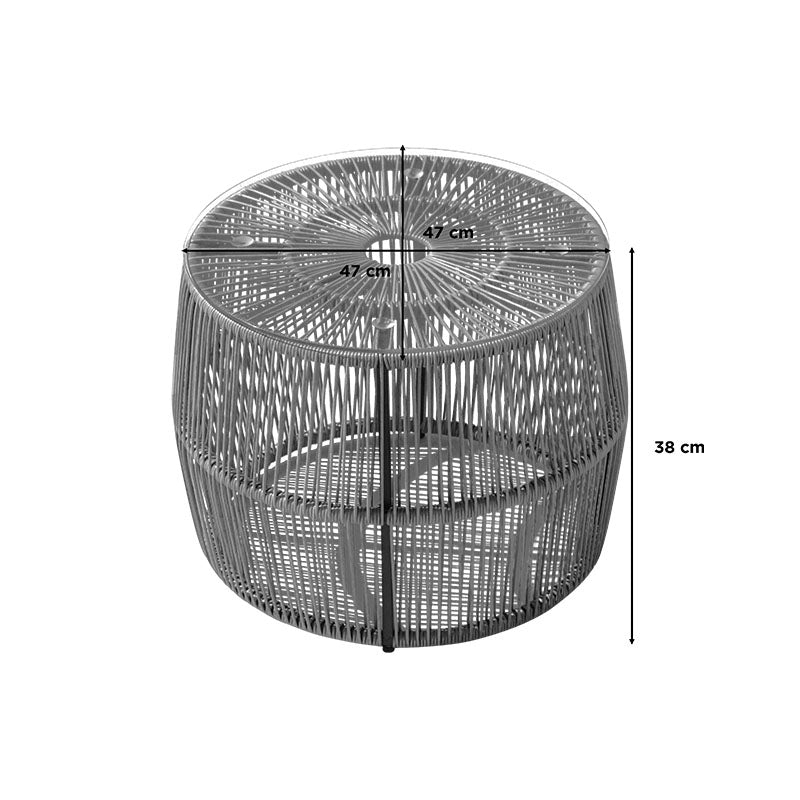 Τραπέζι Adela 4Life pe wicker-γυαλί σε φυσική απόχρωση Φ47x38εκ