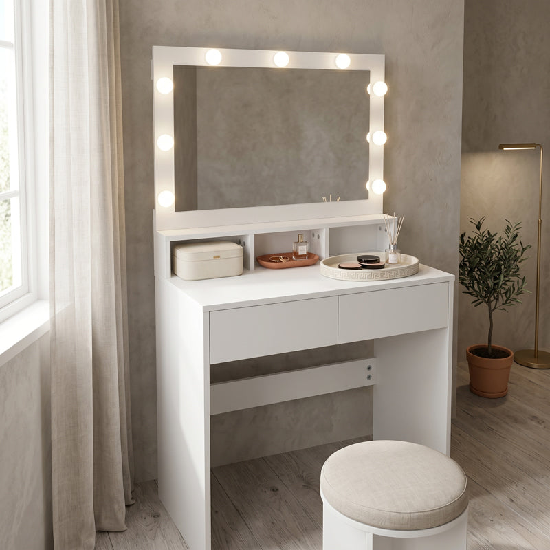 Τουαλέτα κρεβατοκάμαρας Vanity pakoworld με led λευκό 80x40x140εκ