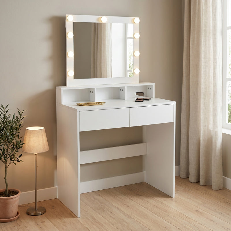 Τουαλέτα κρεβατοκάμαρας Virna pakoworld με led λευκό 80x40x145εκ