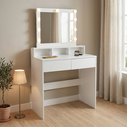 Τουαλέτα κρεβατοκάμαρας Virna pakoworld με led λευκό 80x40x145εκ