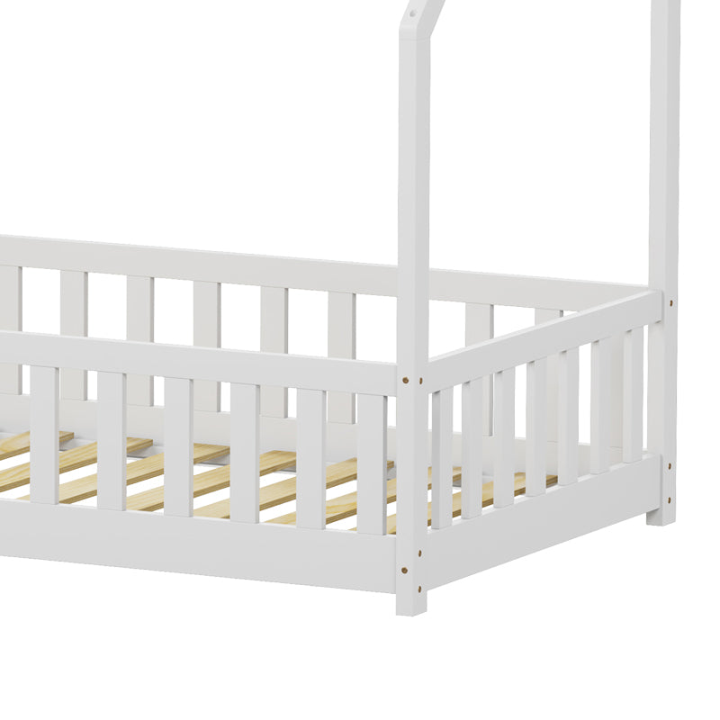 Παιδικό κρεβάτι Bambie με κιγκλίδωμα τ. Montessori pakoworld ξύλο πεύκου λευκό 90x190εκ