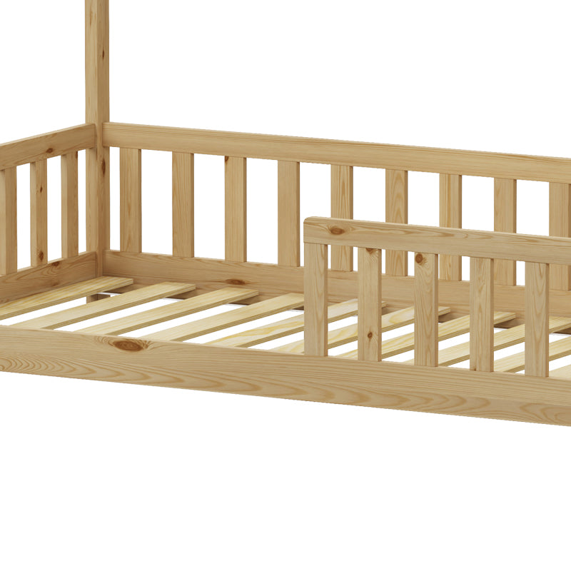 Παιδικό κρεβάτι Bambie με κιγκλίδωμα τ. Montessori pakoworld ξύλο πεύκου σε φυσική απόχρωση 90x190εκ