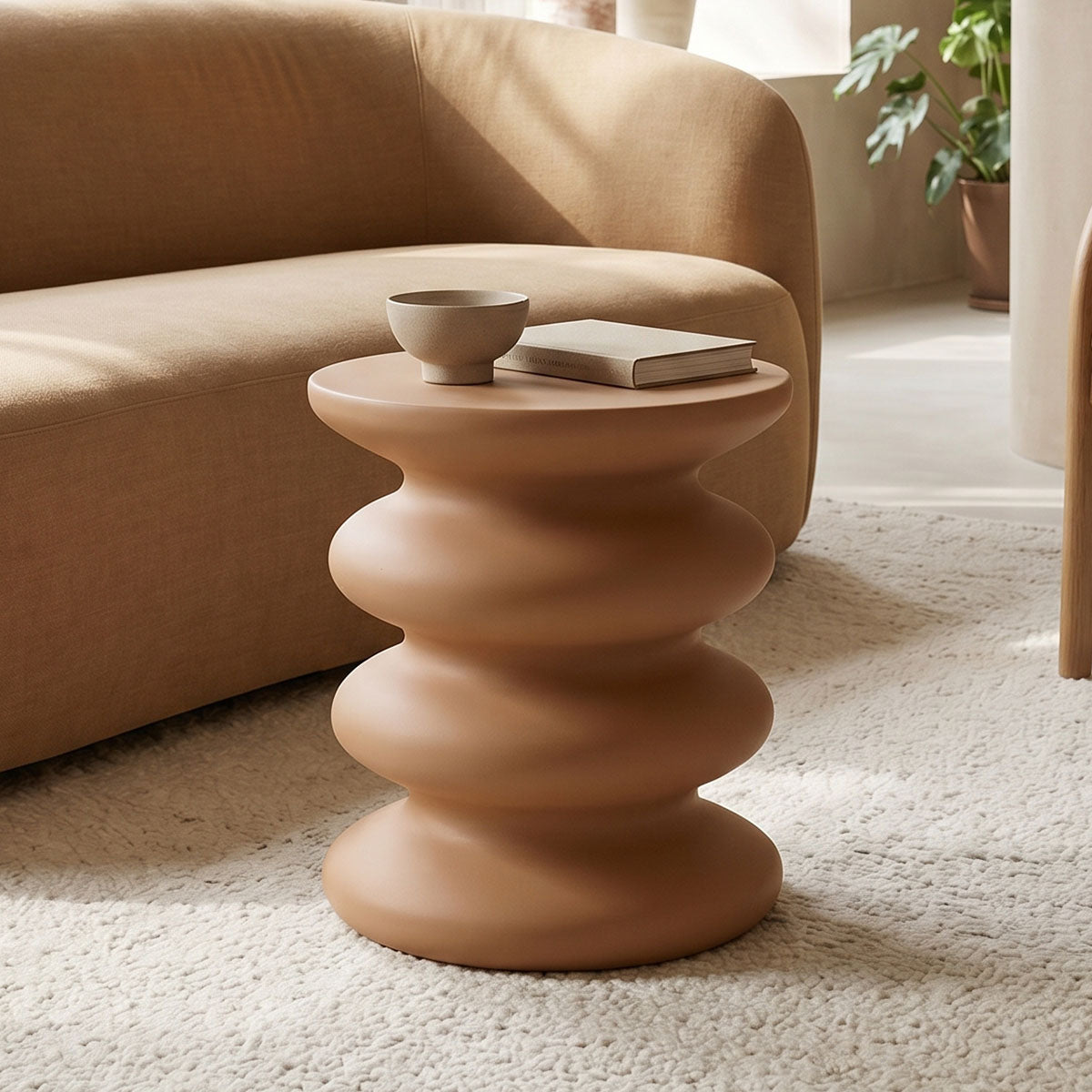 Βοηθητικό τραπέζι Jonne pakoworld MGO terracotta Φ40x46εκ