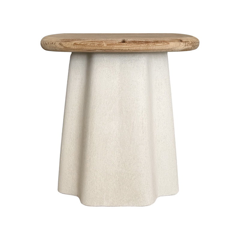 Τραπέζι σαλονιού Loberta pakoworld ξύλο ελάτου-mdf σε φυσική απόχρωση με λευκό 48x48x51εκ