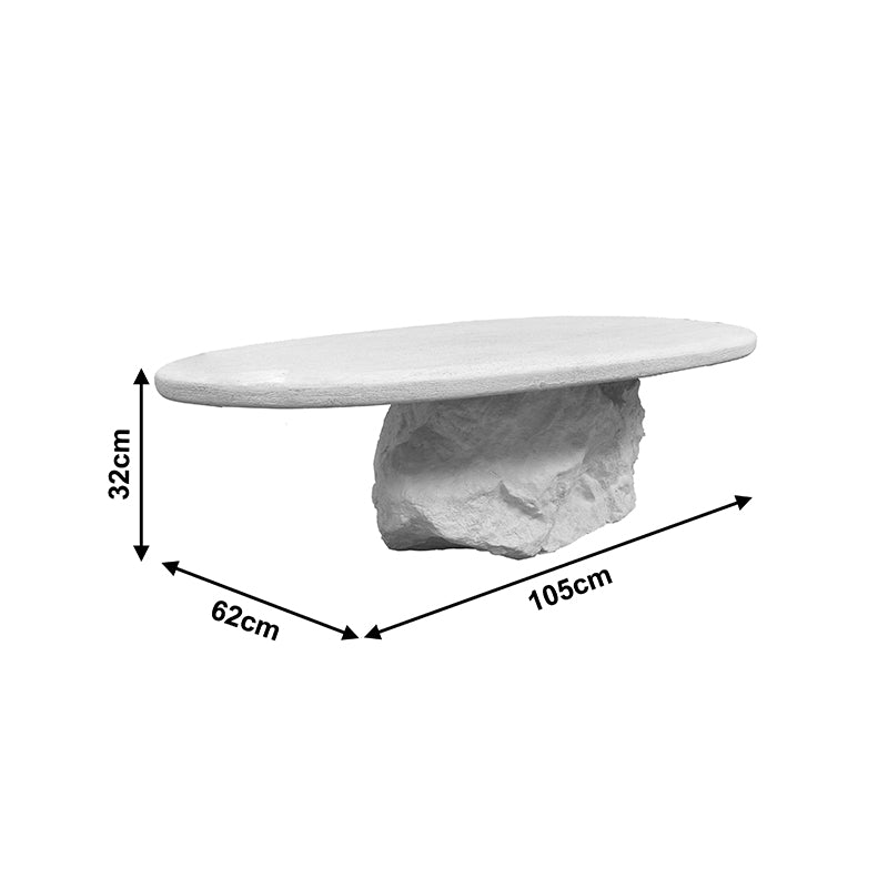 Τραπέζι σαλονιού Zinol pakoworld mdf-polyresin λευκό 105x62x32εκ